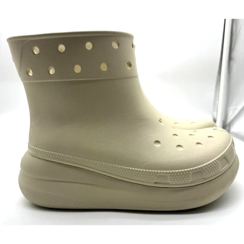 Crocs Crush Rain Boot Bone Women's M7 W9 Waterproof Platform Ankle Boots C21
